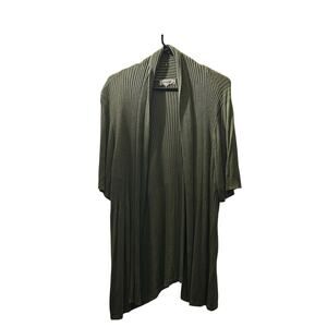 Dress Barn Green Open Cardigan 2X Winter Ski Office Cozy Warm ribbed